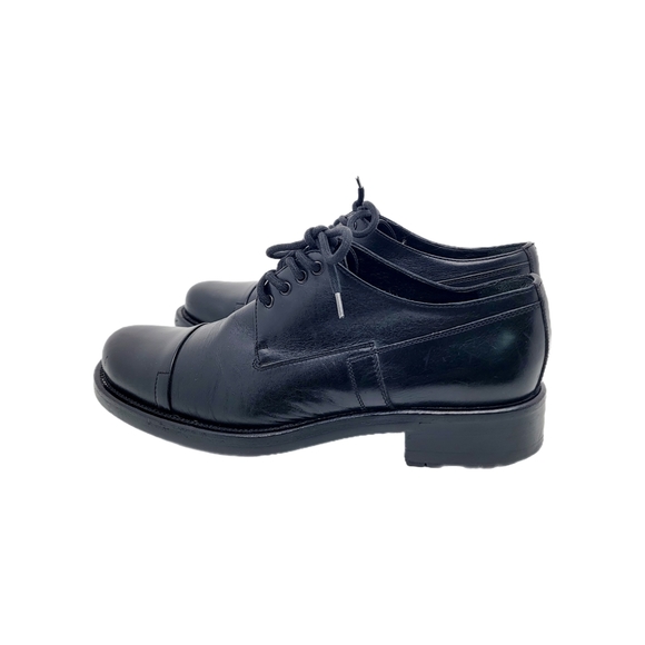 Prada Black Leather Oxfords Lace Up Shoes Size 7 US 37.5 EU - Picture 4 of 8